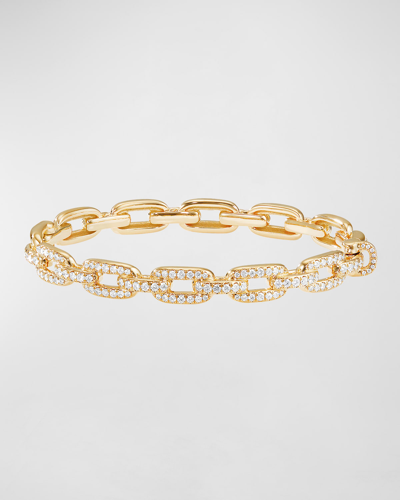 David Yurman Stax Link Bracelet With Diamonds In 18k Gold, 7mm In 40 White