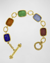 Elizabeth Locke Antiqued Animal Intaglio 19k Gold Toggle Bracelet In Cobalt