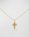 MISENO 18K YELLOW GOLD FARO CROSS ADJUSTABLE NECKLACE WITH DIAMOND AND YELLOW SAPPHIRE CUBES