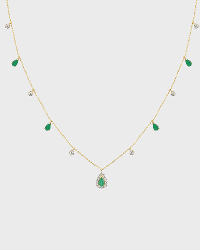 Stevie Wren 18k Yellow Gold Teardrop Necklace In Emerald