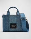 Marc Jacobs The Crystal Denim Small Tote Bag In Light Blue Crysta