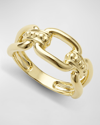 LAGOS 18K GOLD CAVIAR BEADED AND FLUTED OVAL LINK RING