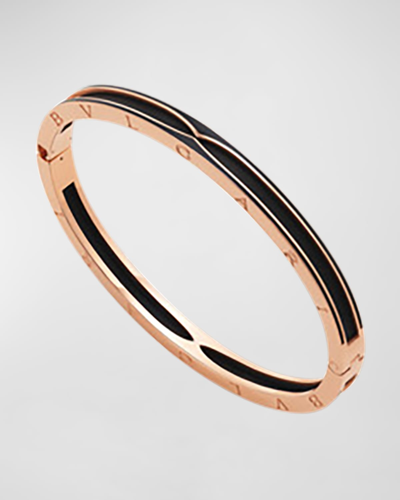 Bvlgari B.zero1 Pink Gold Bracelet With Matte Black Ceramic Edge