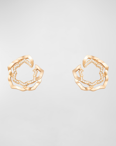 Piaget 18k Rose Gold Diamond Rose Earrings In 15 Rose Gold