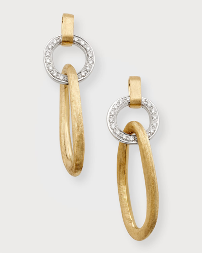 Marco Bicego 18k Yellow And White Gold Hoop Drop Earrings With Diamonds In 05 Yellow Gold