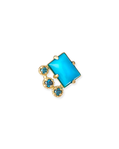 Stevie Wren Misfit 14k Geometric Turquoise & Diamond Single Stud Earring In Blue