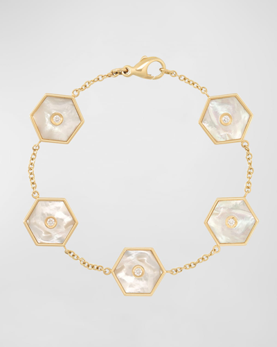 Miseno Women's Baia 18k Yellow Gold, Mother-of-pearl & 0.35 Tcw Diamond Station Bracelet