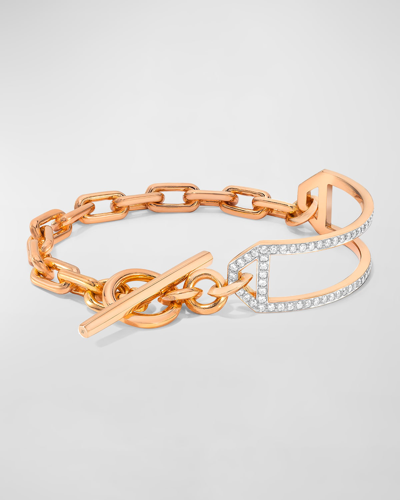 Walters Faith Rose Gold Diamond-side Cuff Chain-link Toggle Bracelet In 40 White