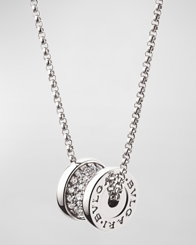 Bvlgari B.zero1 18k White Gold Diamond Charm Necklace In 10 White Gold