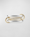 Spinelli Kilcollin Libra Sg Petite 3-link Ring In Sterling Silver, 18k Yellow Gold And Diamonds