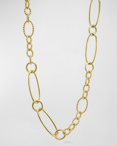Lagos 18k Gold Caviar Fluted & Smooth Chainlink Necklace