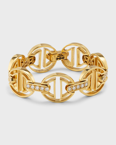 Hoorsenbuhs 18k Yellow Gold Mmv Medium Bracelet With Diamond Bridges In 40 White