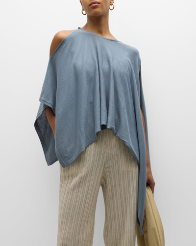 Le17septembre Draped Silk-cotton Top In Ash Blue