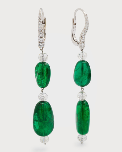 Bayco Platinum Zambian Emerald And Diamond Earrings In 20 Platinum