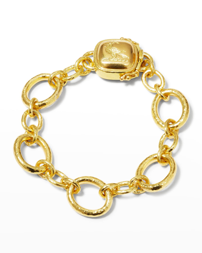 Elizabeth Locke San Remo 15mm Link Bracelet With Dove Branch In 05 Yellow Gold