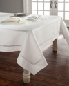 Home Treasures Doric Linen Tablecloth, 72" X 144" In White