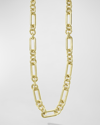 LAGOS 18K GOLD CAVIAR BEADED AND FLUTED BOLD LINK NECKLACE, 18"L