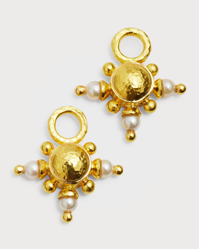 Elizabeth Locke 19k Yellow Gold Gold Domed Pearl Earring Pendants For Hoops In 05 Yellow Gold