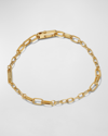 MARCO BICEGO 18K MEN'S UOMO MIXED COILED OPEN CHAIN LINK BRACELET, 8 IN
