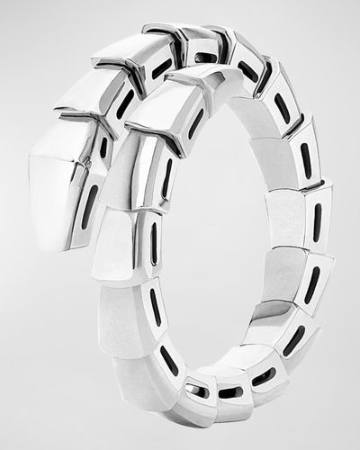Bvlgari Serpenti Viper 18k White Gold Coil Ring, Eu 58 / Us 8.5 In Metallic
