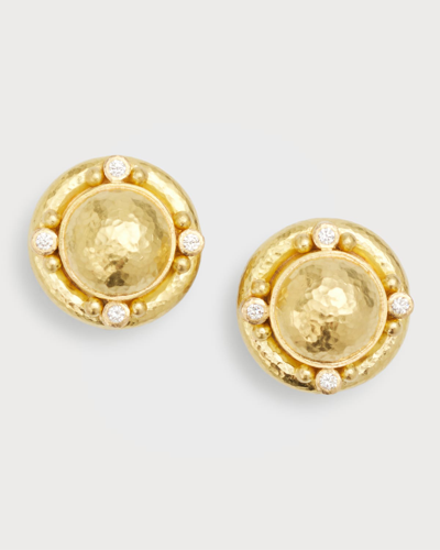 Elizabeth Locke 19k Dome Earrings With Diamonds In 05 Yellow Gold