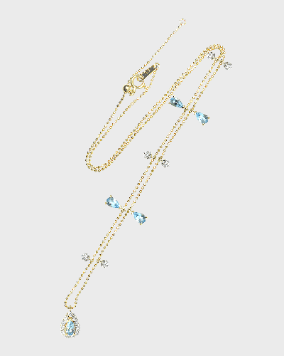 Stevie Wren 18k Yellow Gold Teardrop Necklace In Aquamarine