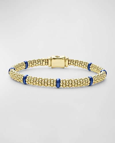 Lagos 18k Gold Caviar Station Bracelet In Blue