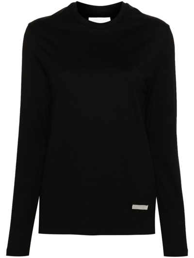 Jil Sander Logo Cotton T-shirt In Black