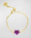 Stevie Wren 18k Gold Turquoise Heart Adjustable Chain Ring In Purple