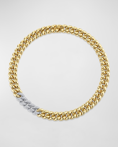 Sydney Evan 14k Two-tone Diamond Curb Chain Necklace In 45 Yellow