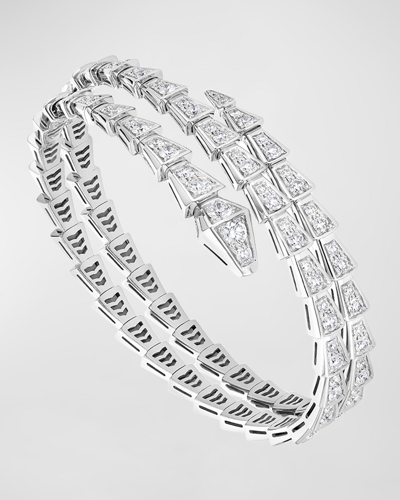 Bvlgari Serpenti Viper 2-coil Bracelet In 18k White Gold And Diamonds In 10 White Gold
