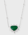 BAYCO PLATINUM HAND-CARVED EMERALD AND DIAMOND PENDANT NECKLACE