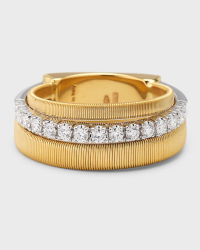 Marco Bicego Masai 18k Yellow Gold Ring With Qne Row Of Diamonds In 05 Yellow Gold