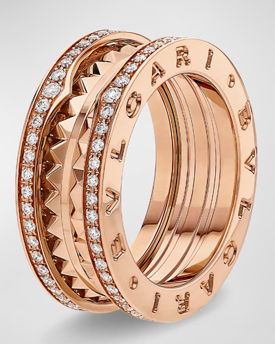 Bvlgari B. Zero1 Rock Studded Diamond Pave Ring, Eu 54 / Us 6.75 In 15 Rose Gold