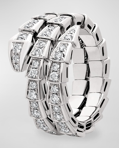 Bvlgari White Gold And Diamond Serpenti Viper Ring In 10 White Gold