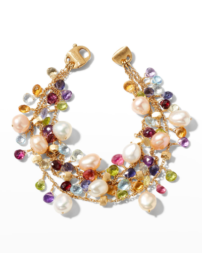 Marco Bicego 18k Paradise Yellow Gold Three-row Bracelet With Mixed Stones In 05 Yellow Gold