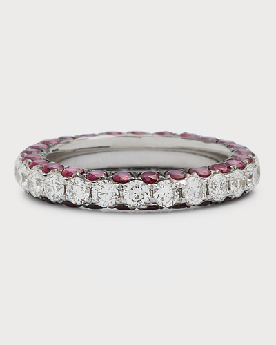 Graziela Gems 18k White Gold Ruby And Diamond 3-sided Ring