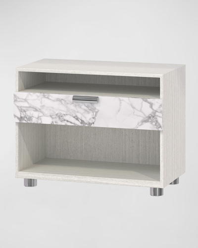 Bernhardt Stratum Nightstand With 1 Arabescato Drawer In White