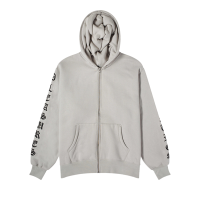 Pre-owned Pleasures Zip Up Hoodie 'grey'