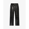 Claudie Pierlot Women's Noir / Gris Straight-leg High-rise Leather Trousers