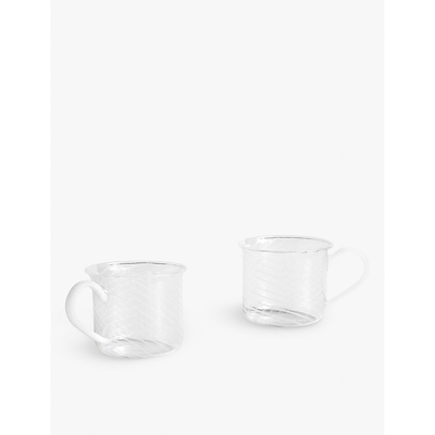 Hay White Swirl Tinted Round-handle Borosilicate-glass Mugs Set Of Two