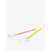 Hay Bright Yellow And Brown Tinted Glass Spoons Set Of Two In Bright Yellow And Brown