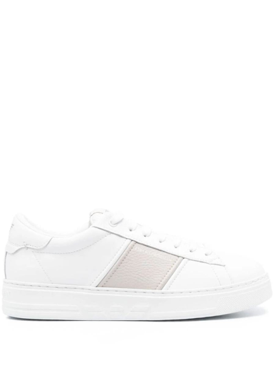 Ea7 Emporio Armani  White And Beige Sneaker In Grey