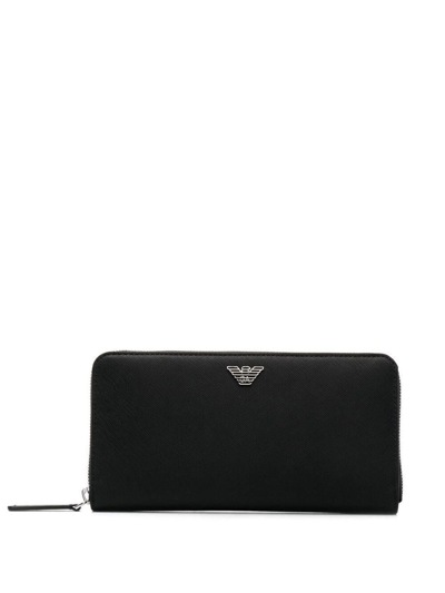 Ea7 Emporio Armani Zipper Around Wallet Accessories In Black