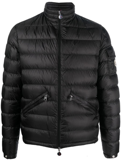 Moncler Padded Zip-up Down Jacket In Black