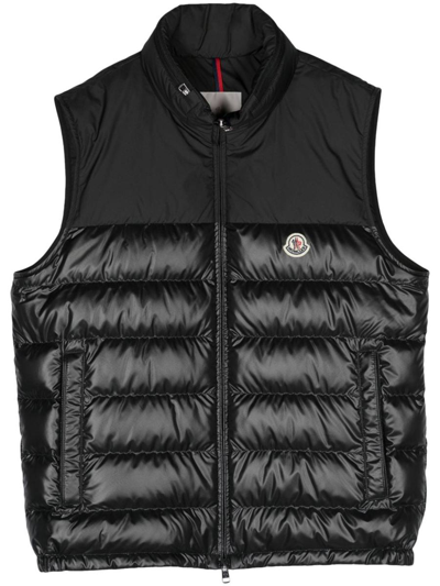 Moncler Logo-patch Down-feather Gilet In Black