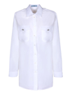 Prada Poplin Long-sleeve Top With Crystal Buttons In White
