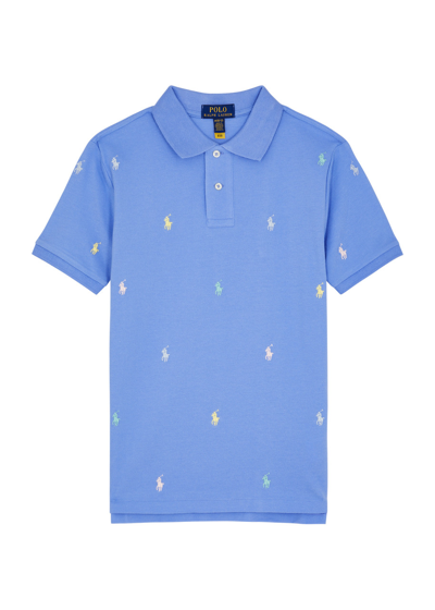 Polo Ralph Lauren Kids' Polo Pony Embroidered Polo Shirt In Blue