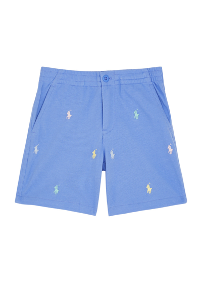 Polo Ralph Lauren Kids Logo-embroidered Piqué Cotton Shorts (1.5-6 Years) In Blue
