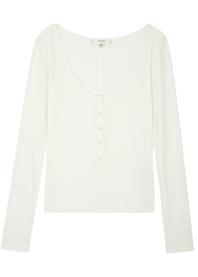 Frame Ribbed Stretch-jersey Top In White